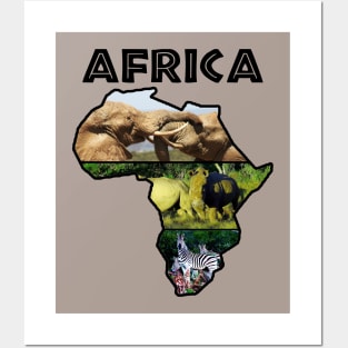 Africa Wildlife Continent Collage Posters and Art